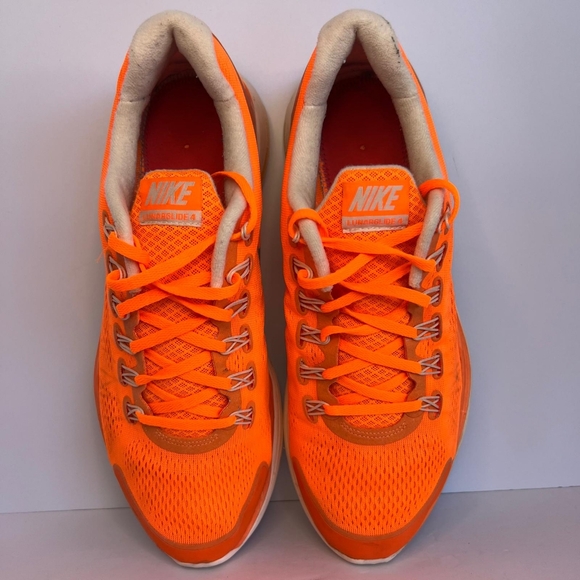 Size 13 Nike Men's Lunarglide 4 Fluorescent Orange Athletic Shoes. No insole - Picture 12 of 15